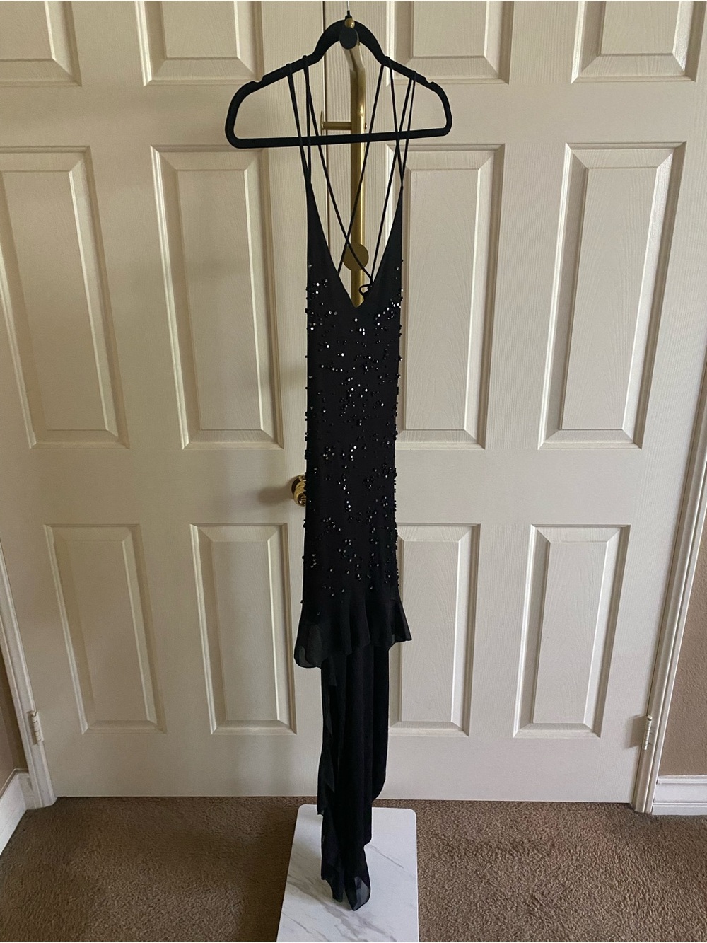 Vintage Y2K Celo Argentina Black Beaded Formal Gown